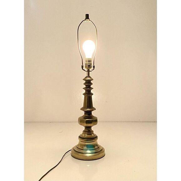 Vintage Stiffel Style Table Lamp MCM Heavy Brass Hollywood Regency 28" - Picture 1 of 6